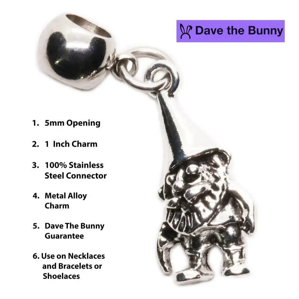 Garden Gnome Charm Bracelet, Stainless Steel Snake Chain Jewelry Garden Mascot